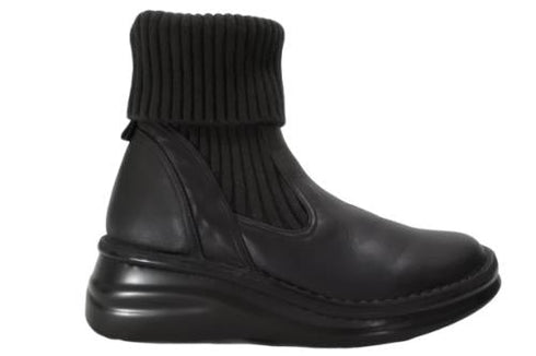 【インコルジェ8172 ダークブラウン】ヒール高ショートニットブーツ